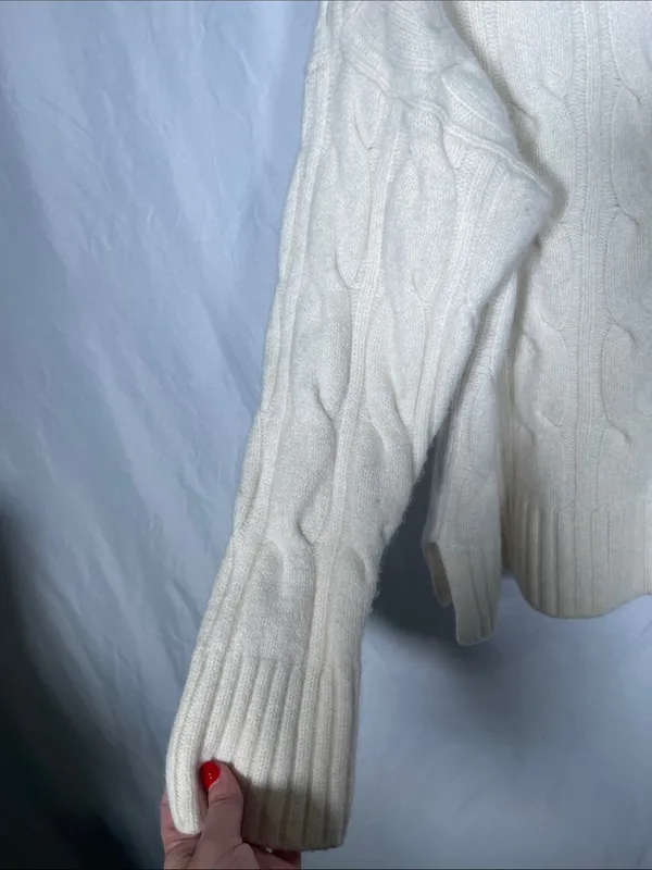 Reformation Womens Siro Wool Cableknit Sweater Turtleneck Ivory White Small - Image 3