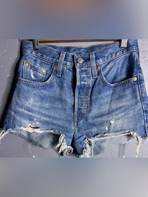 Levi’s Shorts Bundle in Size 24. Black one is Rib Cage. Blue one is 501. - Image 9