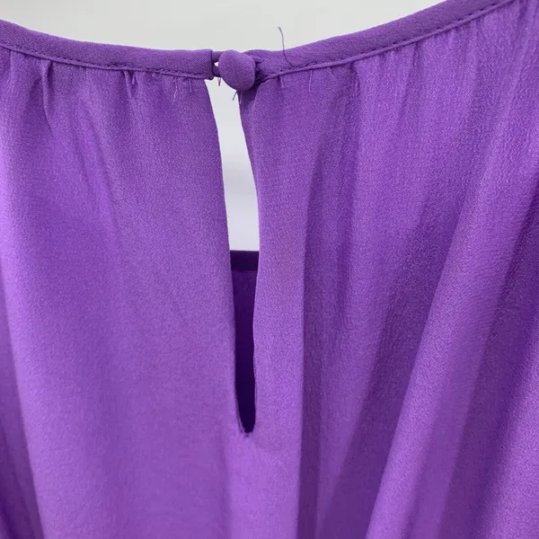 White House Black Market XS Mini Dress Silk‎ Cold Shoulder Smocked Purple - Image 7