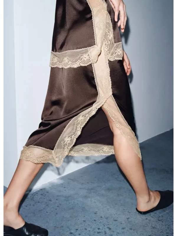 Zara ZW COLLECTION satin lace skirt‎ - Image 2