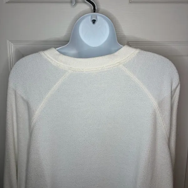Red Dress Boutique Z Supply Happy Graphic Print Sweatshirt Ivory White Crew Neck Lightweight M - Image 7