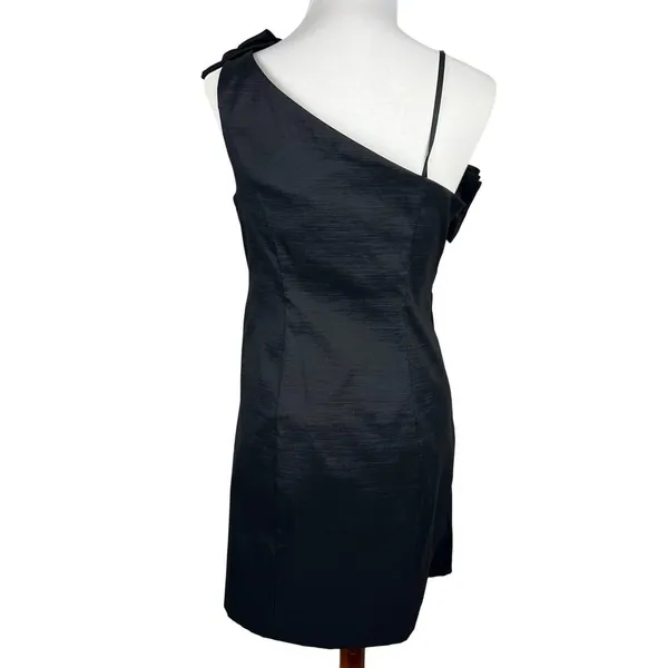 S.L. Fashions Black One Shoulder Ruffle Ruched Cocktail Dress Size 14 - Image 3