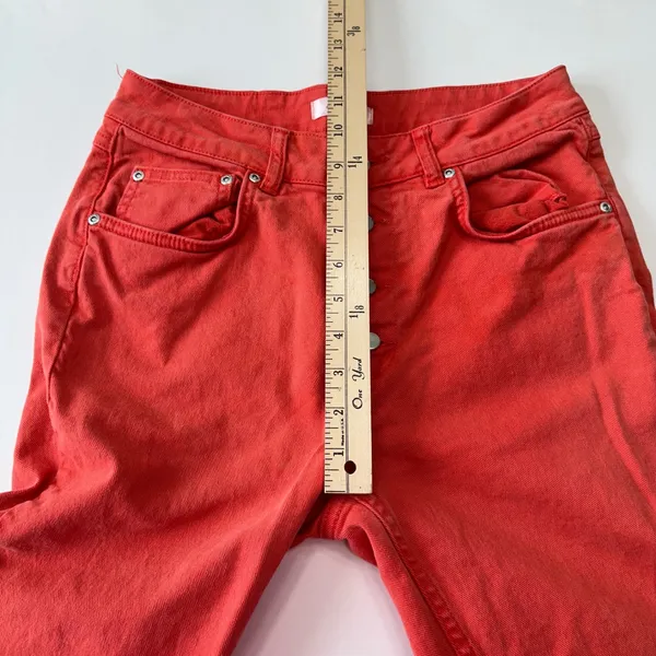 Anine Bing Denim Jeans Button Fly High Rise Orange‎ Peach Women's Size 28 - Image 12