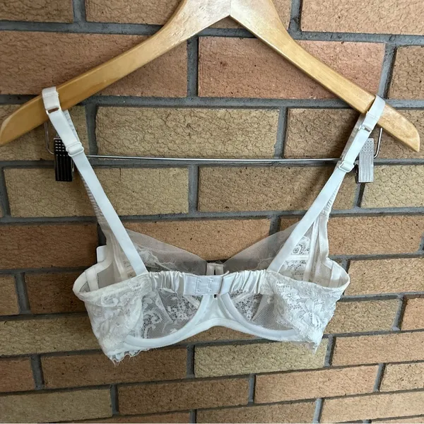 NWT Wacoal Center Stage Underwire Unlined Bra White Lace Mesh 855323 Size 32D - Image 6
