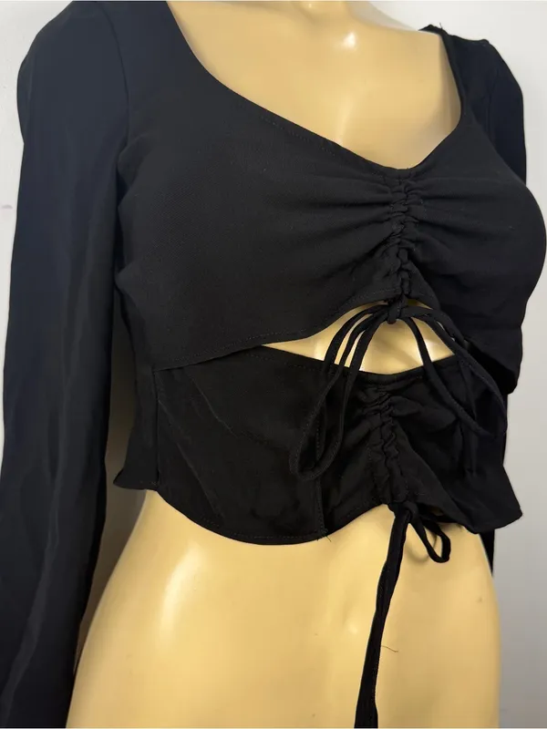 Zara Cutout Top Sz XS Whimsygoth Long Sleeves - Image 2