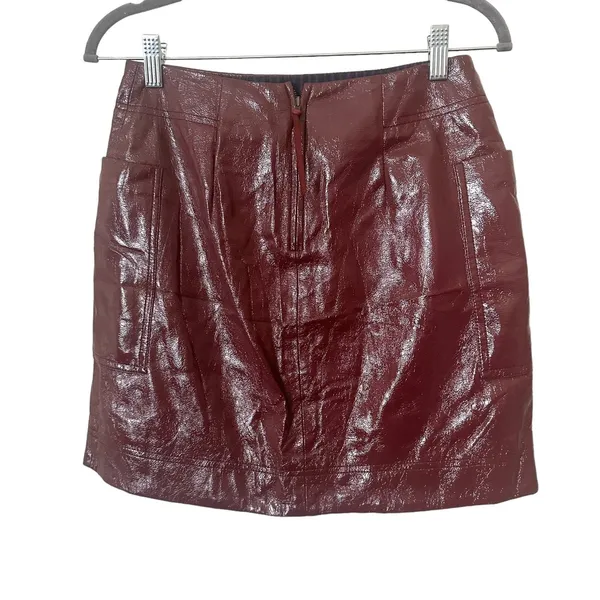 ANTHROPOLOGIE Maeve Faux Patent Leather‎ Mini Skirt Sz 2 - Image 3