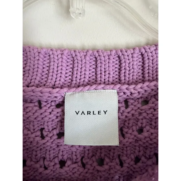 Varley Fillmore Knit Women XS Purple Short Sleeve Pointelle Sweater - Image 9