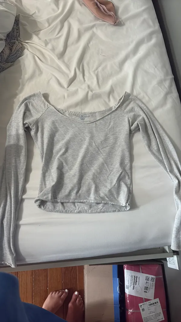 Grey Brandy Melville Off-The-Shoulder Top - Image 2