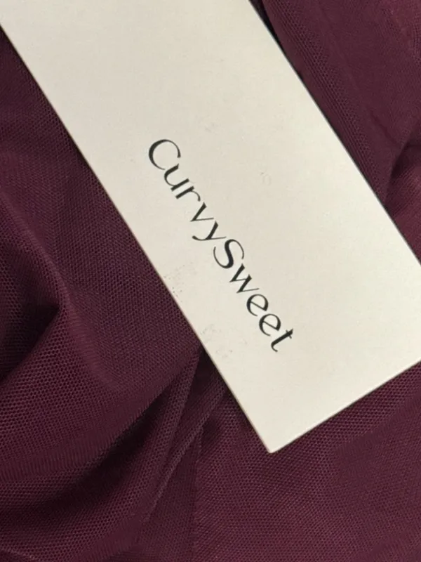 Curvy sweet One-Shoulder Bordeaux Evening Gown with Draped Sash - Image 3