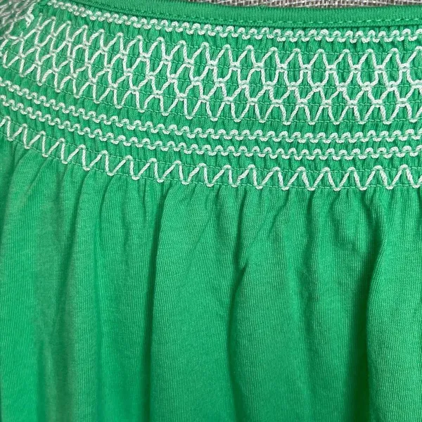 RXB Embroidered Cotton Shirt Flowy Boho Green Medium M 3/4 Quarter Sleeve NWT - Image 7