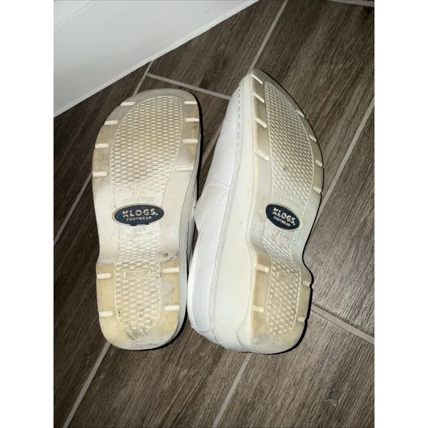 Klogs Womens Naples White Leather 9.5 Clog Nursing Shoes Closed Back Slip On - Image 6