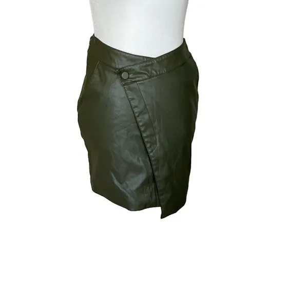 Nicholas Gabriella Mini Skirt in Green 2 Womens Faux Leather Vegan - Image 5