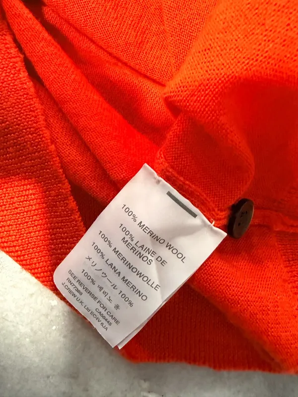 J. Crew Size S Orange Lightweight Merino Blend Gold Button Long Sleeve Cardigan - Image 6