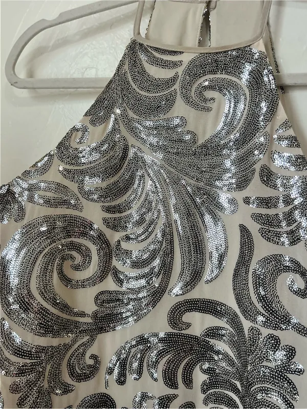 Show Me Your Mumu Gomez Silver & White Sequin Mini Dress size XS - Image 3