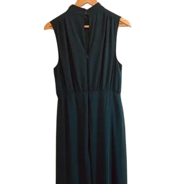 NWT Lulus Chiffon Sleeveless Highneck Key Hole Back Side Slit Maxi Dress M Green - Image 7