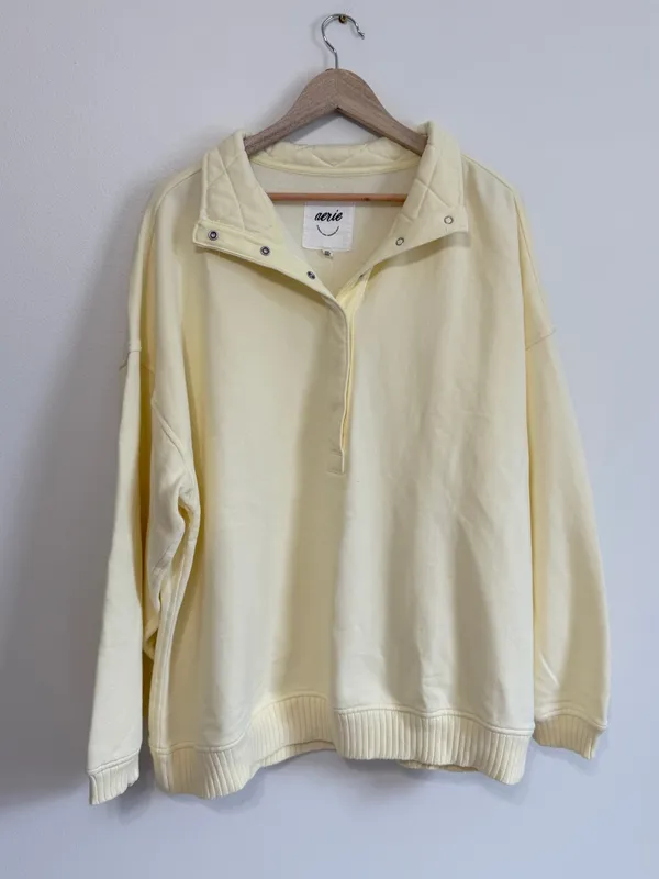 NWT Aerie Oh Snap! Sweatshirt Cozy Yellow Size Large NEW Oversized Sweater - Image 2