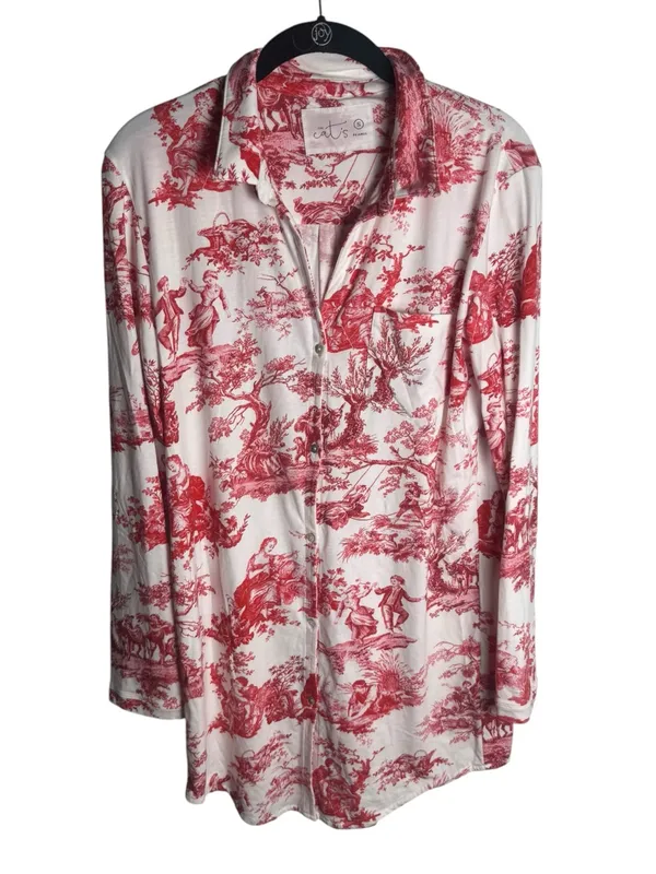 The Cat’s Pajamas Pima Knit Night Shirt Idle Hours White S NWOT - Image 3