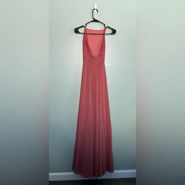 Lulus Dress Medium Mythical Kind of Love Maxi Dress Dusty Pink Cross Back Sz L - Image 5