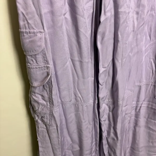 By Anthropologie Palazzo Utility Pants Cargo Wide Leg Lilac Purple Pull On Sz 10 - Image 14