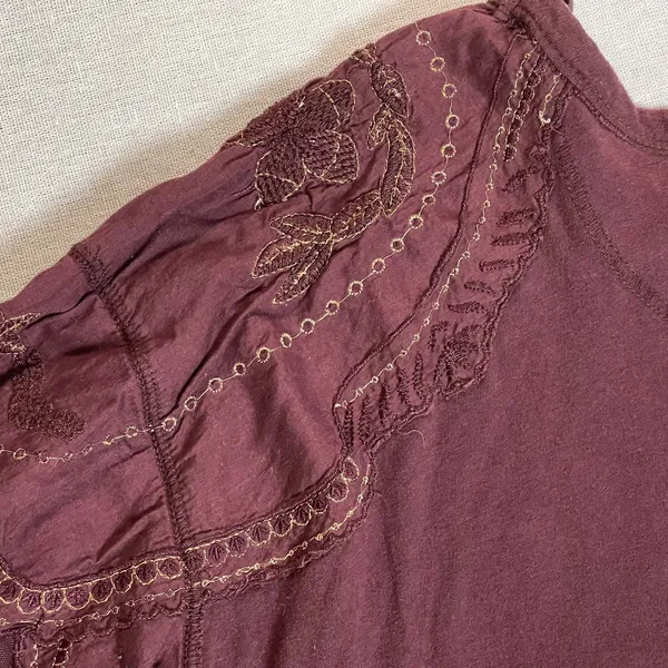 Free People | Penny Embellished-Sleeve Top In Wine | Small - Image 7