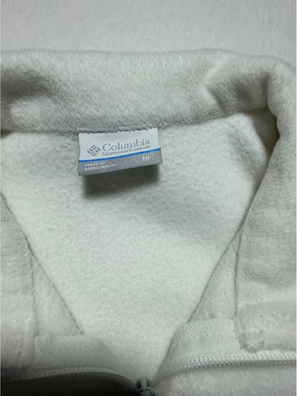 Columbia Sportswear M White Ivory Full Zip Fleece Vest Zippered Pockets - Image 4