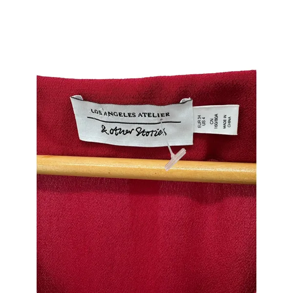 Y2K & Other Stories‎ Red Button Front Mini Dress Long Sleeve LA Atelier Size 4 - Image 3