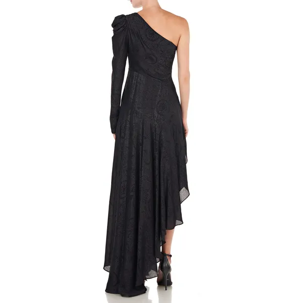 AMUR Esmeralda Black One-Shoulder Shimmer‎ Formal Gown Dress Size 2 - Image 2