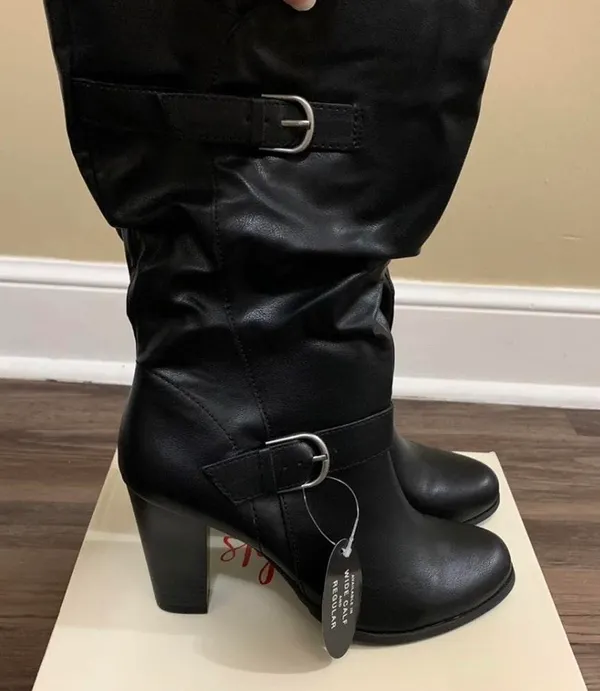 . Black Sachi Mid-Calf Block Heel Boots - Image 8