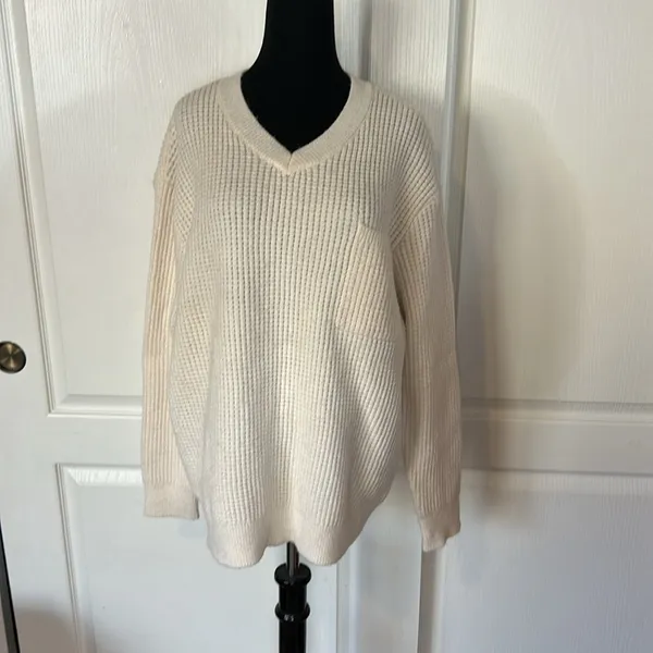 And Now This Cream Waffle Knit Pullover Pocket Sweater - Image 7