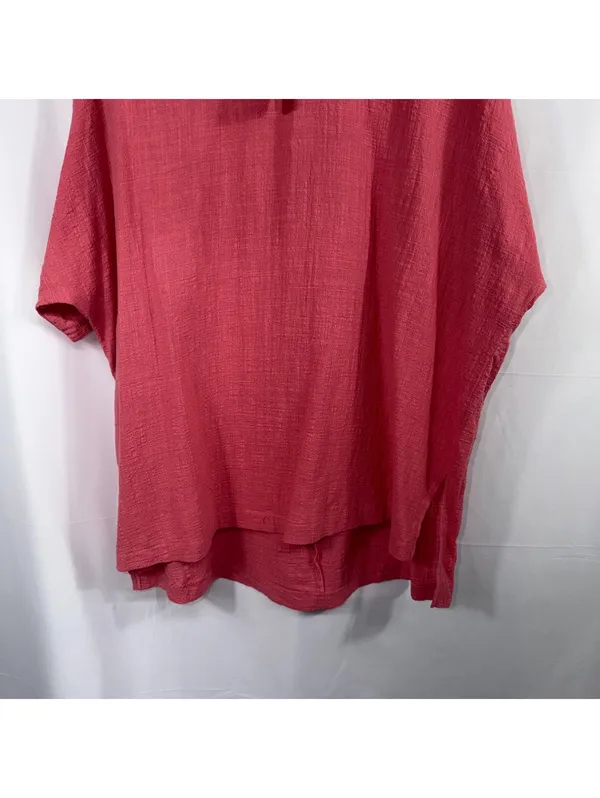 Zenana 100% Cotton Oversized Gauze Tunic Top Coral Pink XL - Image 4