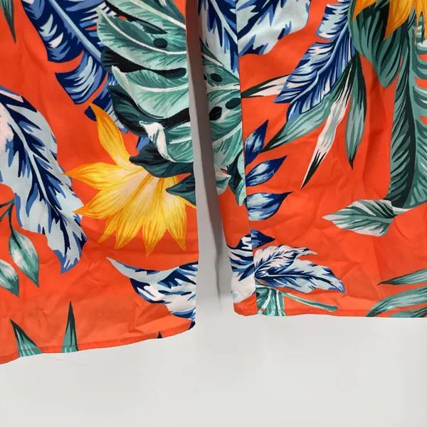 LULU'S Jumpsuit Extra Small Luxe Luau Orange Tropical Floral NWT Strapless Beach - Image 11