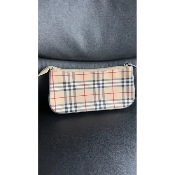 Burberry London Nova Check Canvas Leather Clutch Bag Tan Black No Strap - Image 11