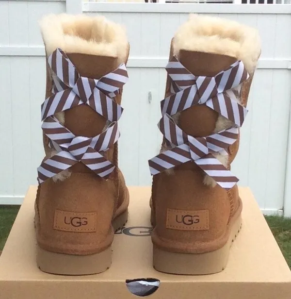 UGG Bailey Bow II Diagonal Stripe Boots - Image 3