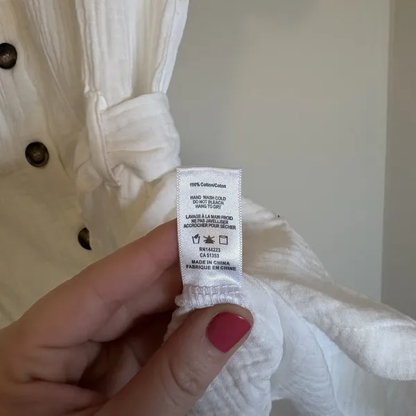 Bishop + Young Romper Womens Medium White Cotton‎ Gauze Button Front K1CRM2273 - Image 3