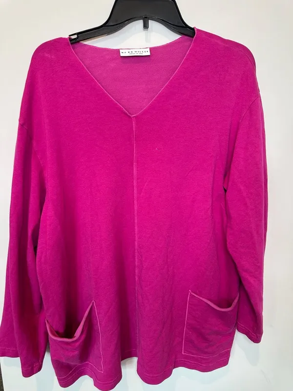 Bryn Walker Long Sleeve Tunic Size M Magenta V-Neck Pocket Shirt - Image 6