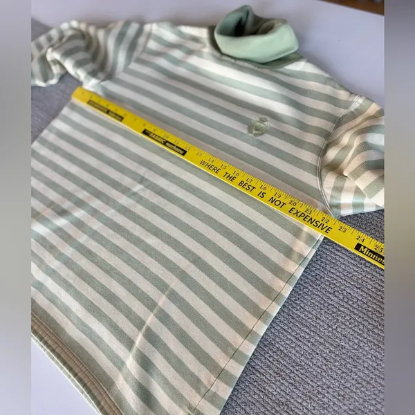 Vintage 90s Jaclyn Smith Sport Green Yellow Stripe Turtleneck Sweatshirt L - Image 6