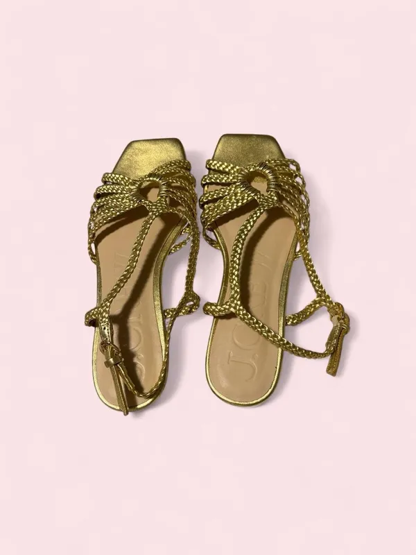J. Crew Gold Braided-Strap Square-Toe Sandals - Image 3