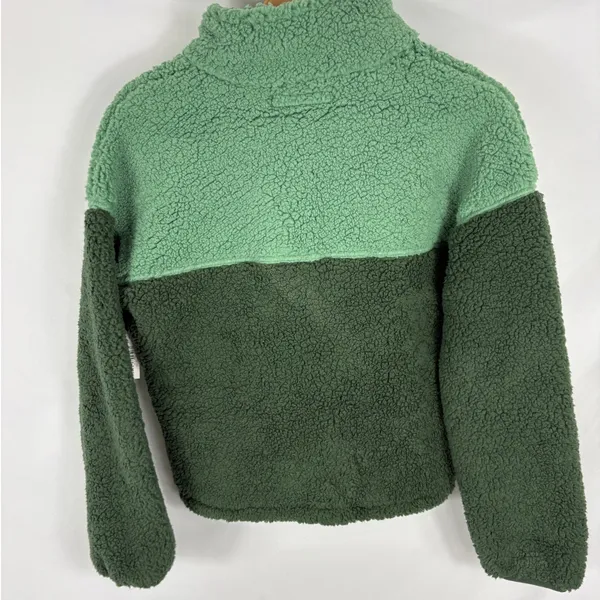 NWT Amazon Essentials Green Full Zip Two Toned Sherpa Sweater Small - Image 4