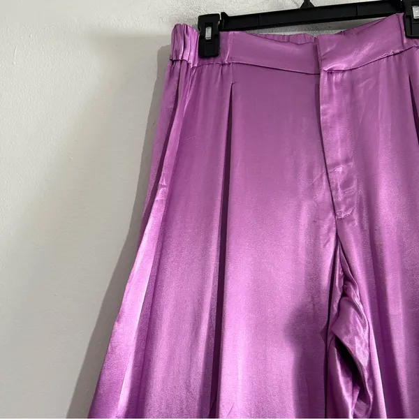 Free People Good Days Satin Trousers Purple Medium Festival Party Going Out - Image 4