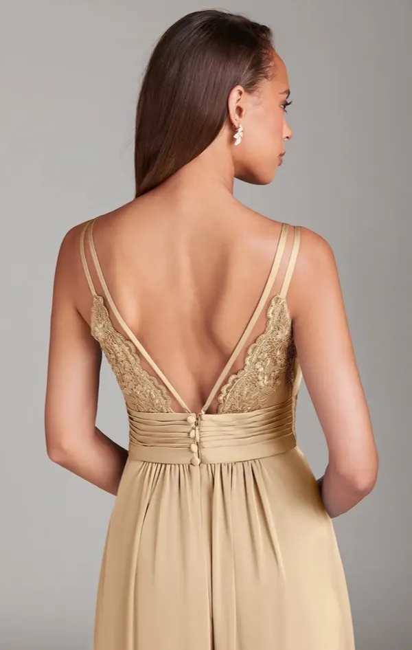 Azazie champagne satin A-Line Floor-Length Dress - Image 2