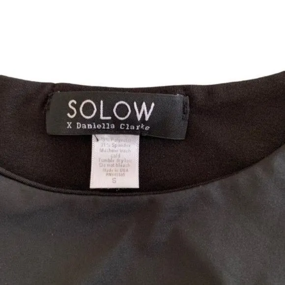 Solow X Daniella Clarke Black‎ Mesh Panel Crop Top Athleisure Streetwear Small - Image 3