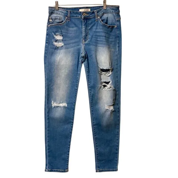 KanCan Los Angeles Distressed Light Wash Skinny Blue Jeans Denim - Image 3