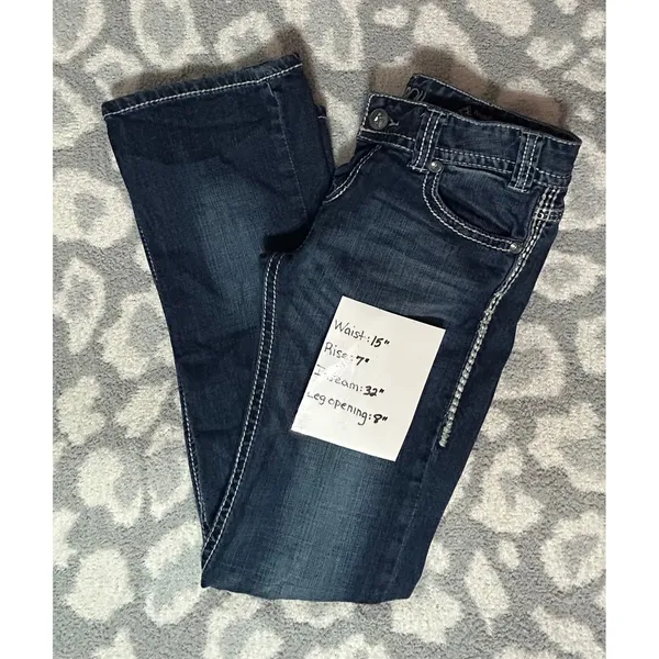 Rock & Roll‎ Cowgirl Riding Jeans Mid Rise Bootcut Dark Wash Thick Stitch 28/32 - Image 5