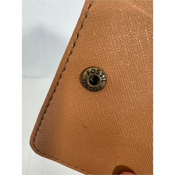 Fossil Tan Black Leather Fold Over Wallet Small Classic Women’s - Image 8