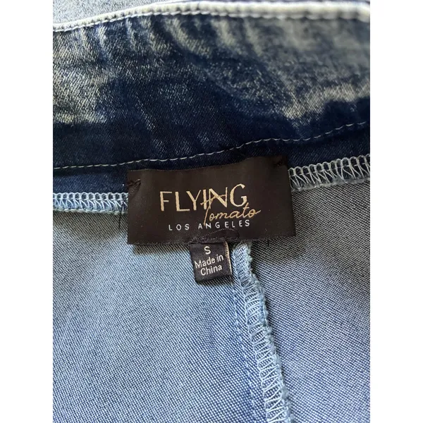 Flying Tomato Acid Wash Denim Cargo Skort Blue High Waist Wrap Front New - Image 6