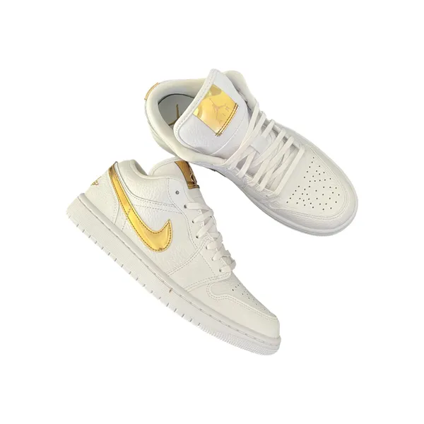 New NIKE Air Jordan 1 Retro Low 'White Metallic Gold' - Image 2