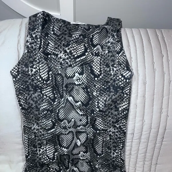 ZARA Snake Pattern Stretch Square Neck Tank Top Small - Image 2