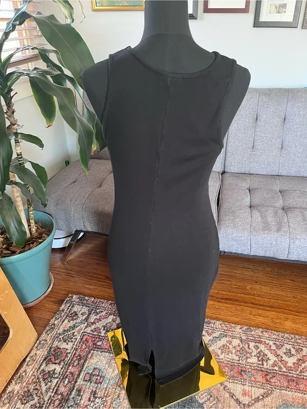 Marine Layer ribbed Black Sleeveless Midi Tank Dress. Lined. Size large - Image 3