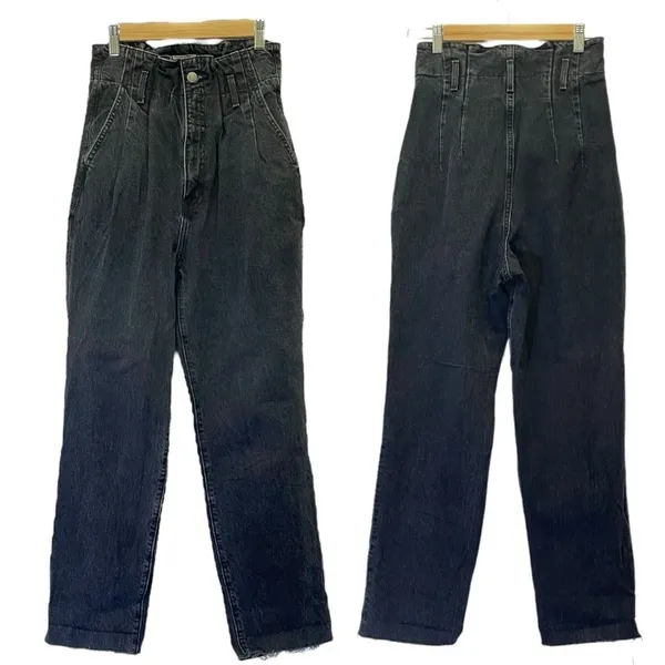 Abercrombie & Fitch Mom Jeans Size 26 / 2 Black Stonewash Paperbag High Rise - Image 11