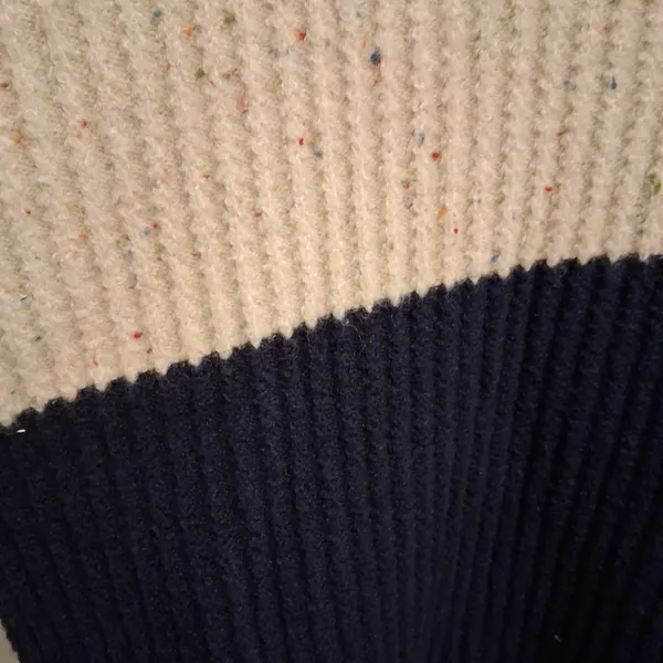 NEW Treasure & Bond Two-Tone Sweater Beige w/ Specks & Navy Size L Cotton Blend - Image 4